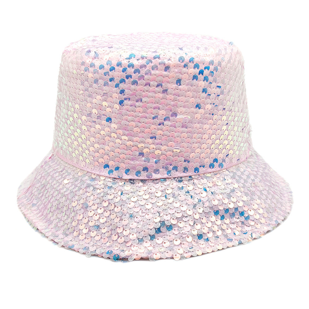 Wholesale Colorful sequin hat double-sided sun hat sun protection bucket hat
